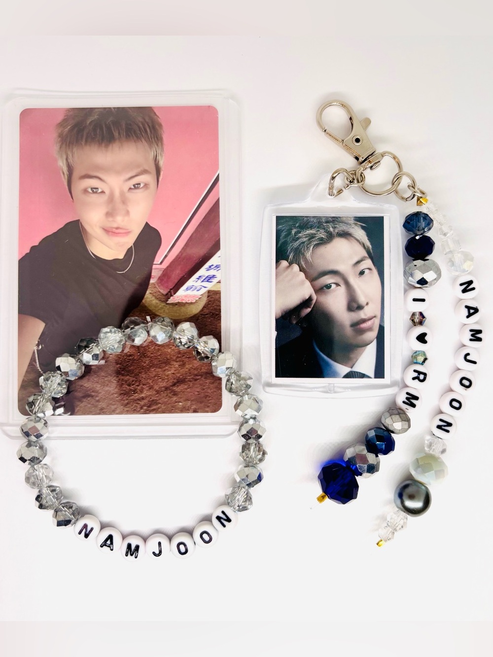 (3pcs) BTS RM NAMJOON PHOTO KEYCHAIN BRACELET PHOTOCARD BUNDLE